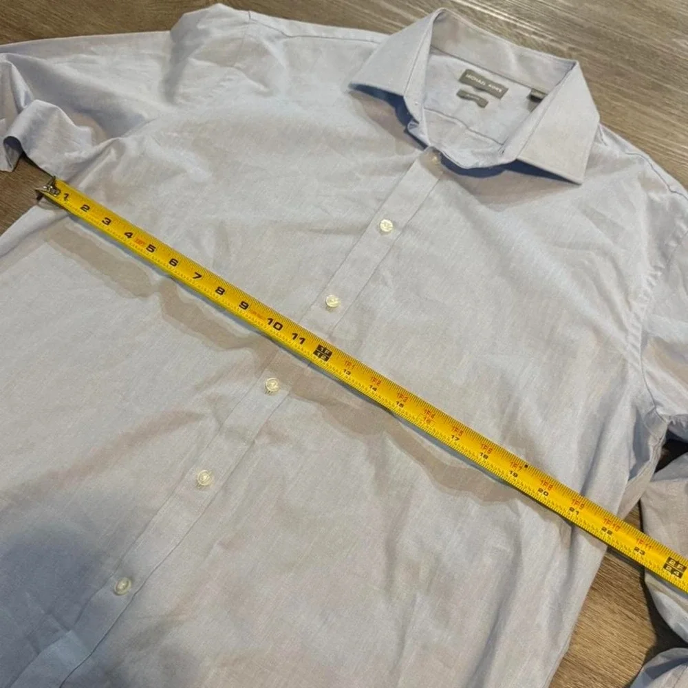 Michael Kors Slim Fit Dress Shirt XL 17.5 34/35 Light Blue Textured Long Sleeve - Picture 4 of 4